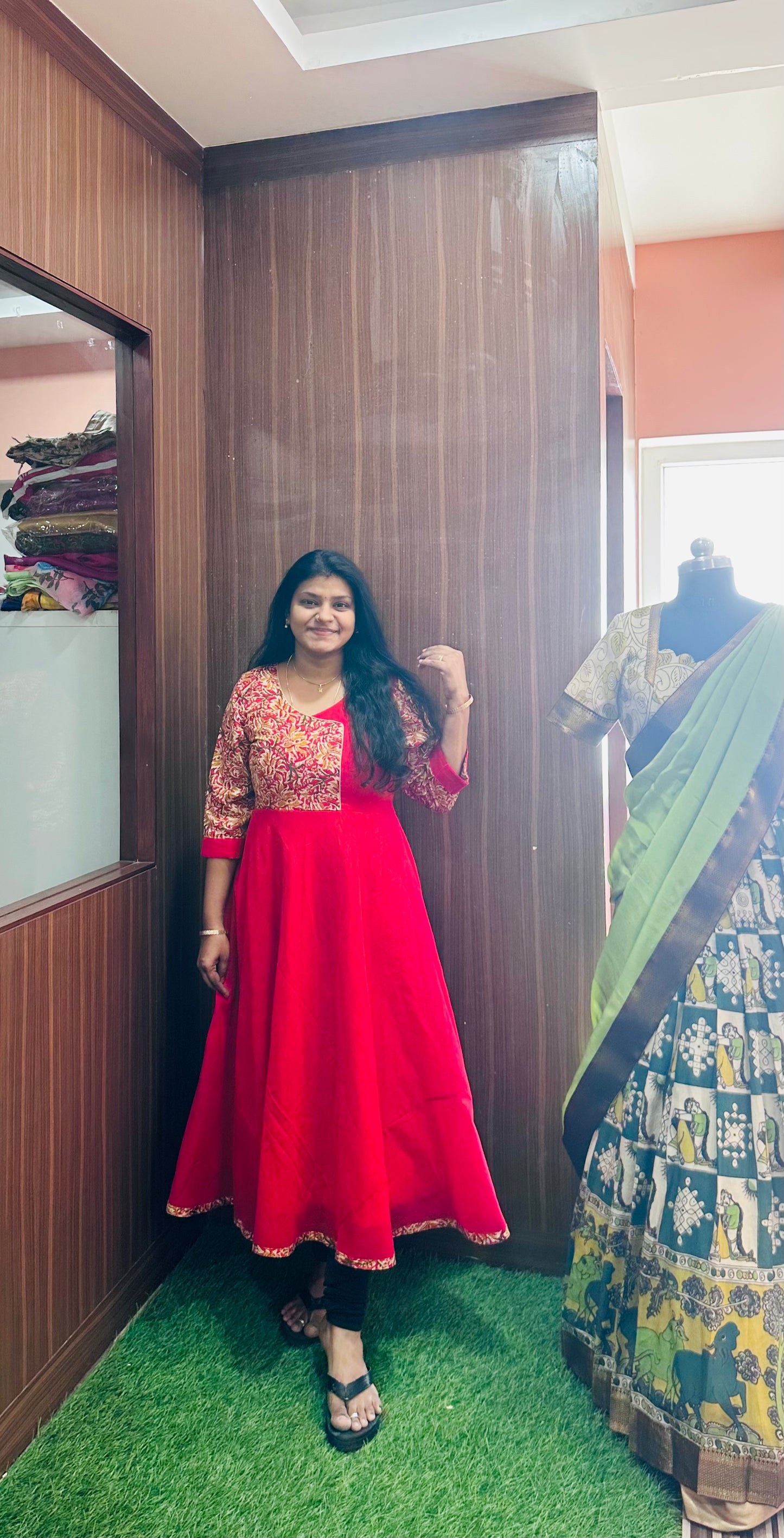 Narayanpet Pure Cotton Long Dress | Yoke Pattern