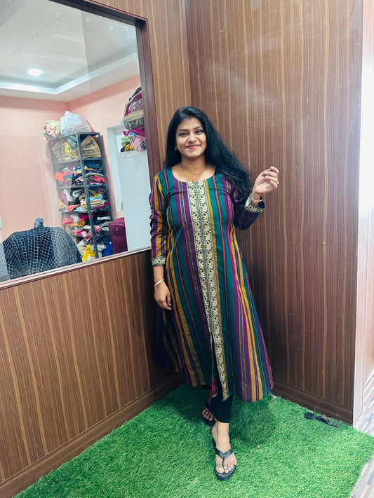 Narayanpet Pure Cotton A-Line Kurti | Center Slit Pattern
